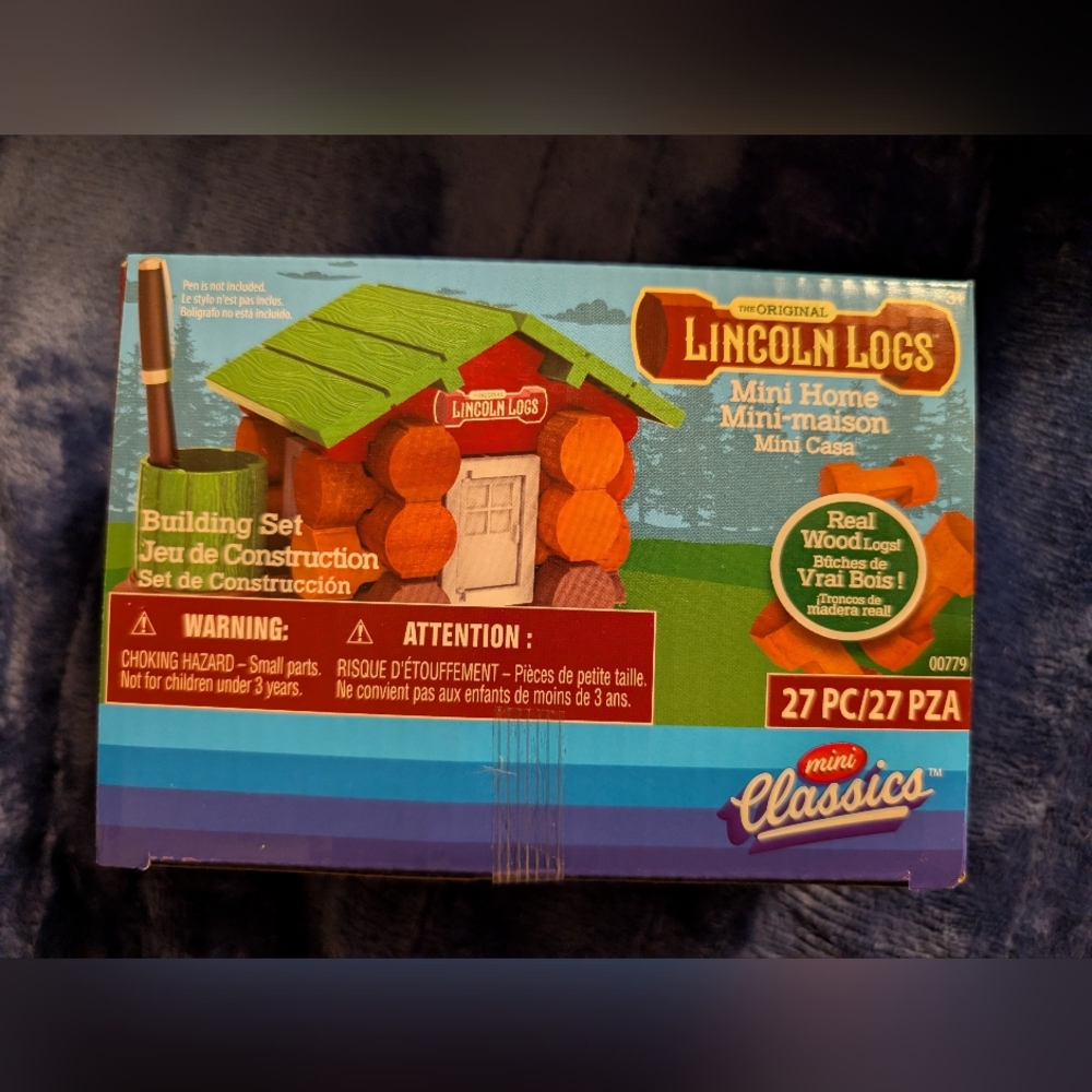 Original Lincoln Logs Mini Home 27 PC Building Set Mini Classics Real Wood Logs